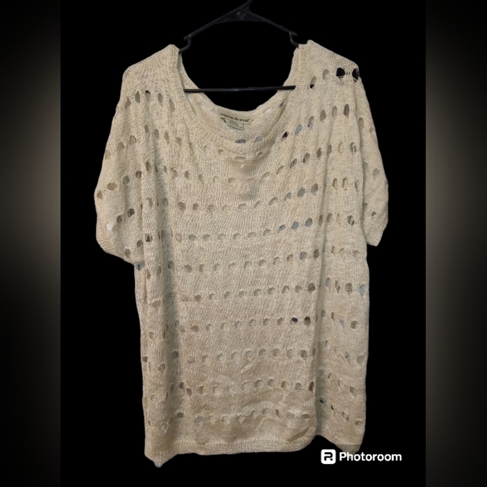 Seventh Avenue Open Weave very thin sweater in beige